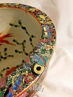 Chinese Asian Fish Bowl Garden Planter JARDINIERE Large Signed