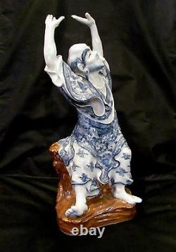 Chinese Blue and White Porcelain Figurine of a Louhan Large (18)