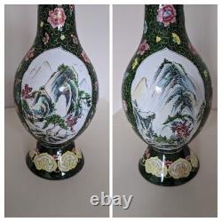 Chinese Canton Enamel Pair of Large Vases. Early 20th Century