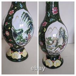 Chinese Canton Enamel Pair of Large Vases. Early 20th Century