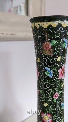 Chinese Canton Enamel Pair of Large Vases. Early 20th Century