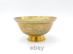 Chinese Early 20th Century Bell Metal Large Bowl with Dragon & Floral Detail