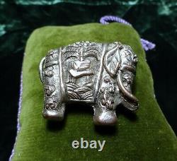 Chinese Elephant Charm Pendant Silver Plated large