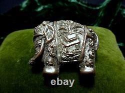 Chinese Elephant Charm Pendant Silver Plated large