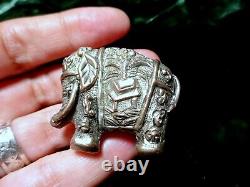 Chinese Elephant Charm Pendant Silver Plated large