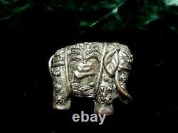 Chinese Elephant Charm Pendant Silver Plated large