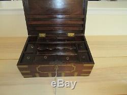 Chinese Export Camphor Wood Sailor's Large Brass-Bound Campaign Chest Box 18x11