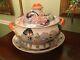 Chinese Export Tobacco Leaf Large Tureen 3 Pc Set