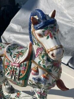 Chinese Famille Rose Horse Large Signed Rare Piece