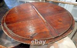 Chinese Lacquer Rice Barrel Very Large Wood & Brass Antique