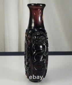 Chinese Large Carved Purple Glass Snuff 4.75 12cm Bottle 56672