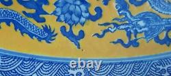 Chinese Large Imperial Plate Blue Dragon Charger Plate Signed Kangxi (1662-1722)