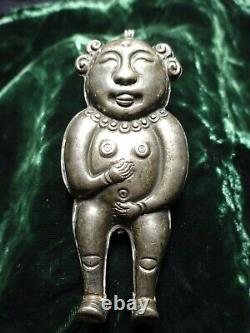 Chinese Minority Silver Antique Woman Charm Pendant Large