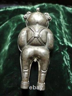 Chinese Minority Silver Antique Woman Charm Pendant Large