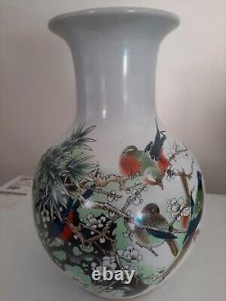 Chinese Multicolored Birds, Floral Pattern Large Vase