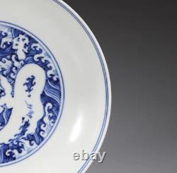 Chinese Old collection Ming Xuande blue & white large plate with seawater dragon