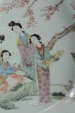 Chinese Porcelain Bowl Basin Beautiful Women in Garden Qing 42cm Large Antique