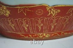 Chinese Porcelain Famille Rose Orange Gold Large Planter/ Kangxi