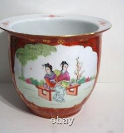 Chinese Porcelain Famille Rose Orange Gold Large Planter/ Kangxi