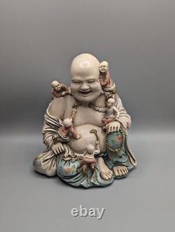 Chinese Porcelain Laughing Buddha Fertility Figure Large, 20th Century