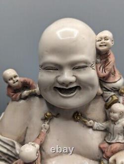 Chinese Porcelain Laughing Buddha Fertility Figure Large, 20th Century