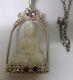 Chinese Signed Sajen Sterling Silver Hand Carved Buddha Large Pendant Necklace