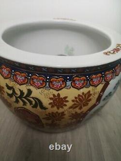 Chinese Vintage Plant Pot Large Bird And Gold Fish Detail