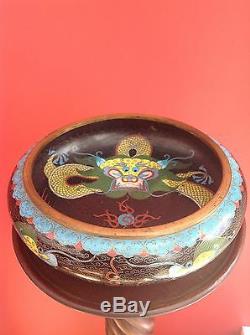 Chinese cloisonne dragon Large bowl in beautiful condition 19th century. Antique