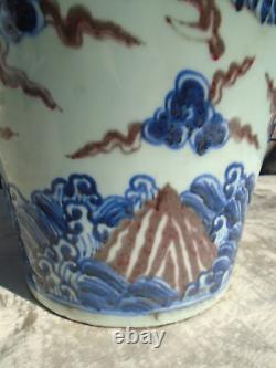 Chinese large dragon jar vase with Chinese writing hand painted