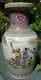 Chinese Large Vase Hand Painted Famille Rose With Writing Top Side And Seal Mark