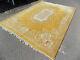 Chinese, Large, Wool, Floral, Carpet, 9' X12', Room Size, Large Rug, Vintage, Yellow