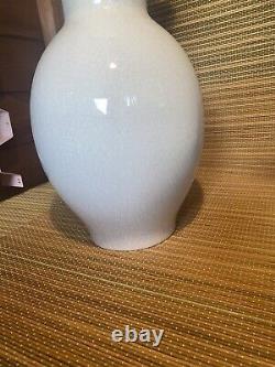 Crackle glaze large Vase chinese Celadon hour glass shape 17 1/2 inch
