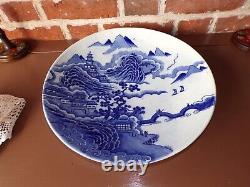 Decorative Blue & White Antique Chinese Charger / Centerpiece 38 cm Dia Large