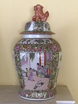 Early 20th Century Large Famille Rose Temple Jar