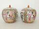 Early 20th Century Large Pair Of Chinese Cantonese Lidded Pots/ginger Jars