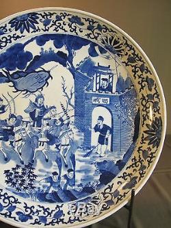 Exquisite Large Chinese Blue & White Porcelain Plate Late Qing Republic 17