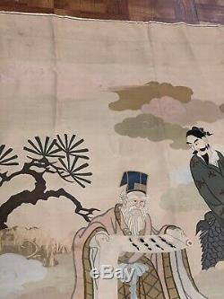 Extremely Large Antique Chinese / Japanese Kesi Kossu Panel With Figures