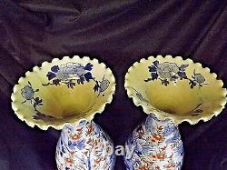 Fabulous22 Large Pair 19c Japanese Imari Fluted Vases