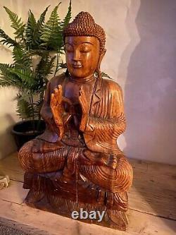 Fantastic Large 32 Antique Chinese Wooden Buddha Statue