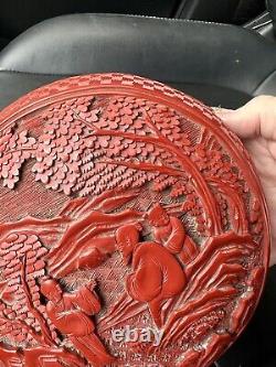 Fine Quality Large Antique Chinese Cinnabar Covered Bowl Box 18th/19th C