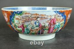 Fine large antique chinese porcelain mandarin punch bowl 18th C court scene