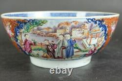 Fine large antique chinese porcelain mandarin punch bowl 18th C court scene