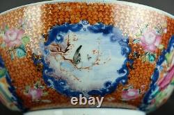 Fine large antique chinese porcelain mandarin punch bowl 18th C court scene