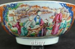 Fine large antique chinese porcelain mandarin punch bowl 18th C court scene