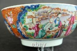 Fine large antique chinese porcelain mandarin punch bowl 18th C court scene