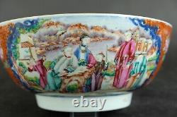 Fine large antique chinese porcelain mandarin punch bowl 18th C court scene