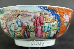 Fine large antique chinese porcelain mandarin punch bowl 18th C court scene