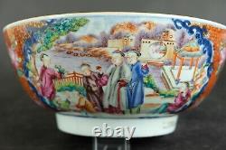 Fine large antique chinese porcelain mandarin punch bowl 18th C court scene