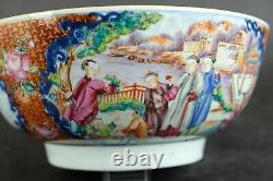 Fine large antique chinese porcelain mandarin punch bowl 18th C court scene