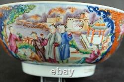 Fine large antique chinese porcelain mandarin punch bowl 18th C court scene